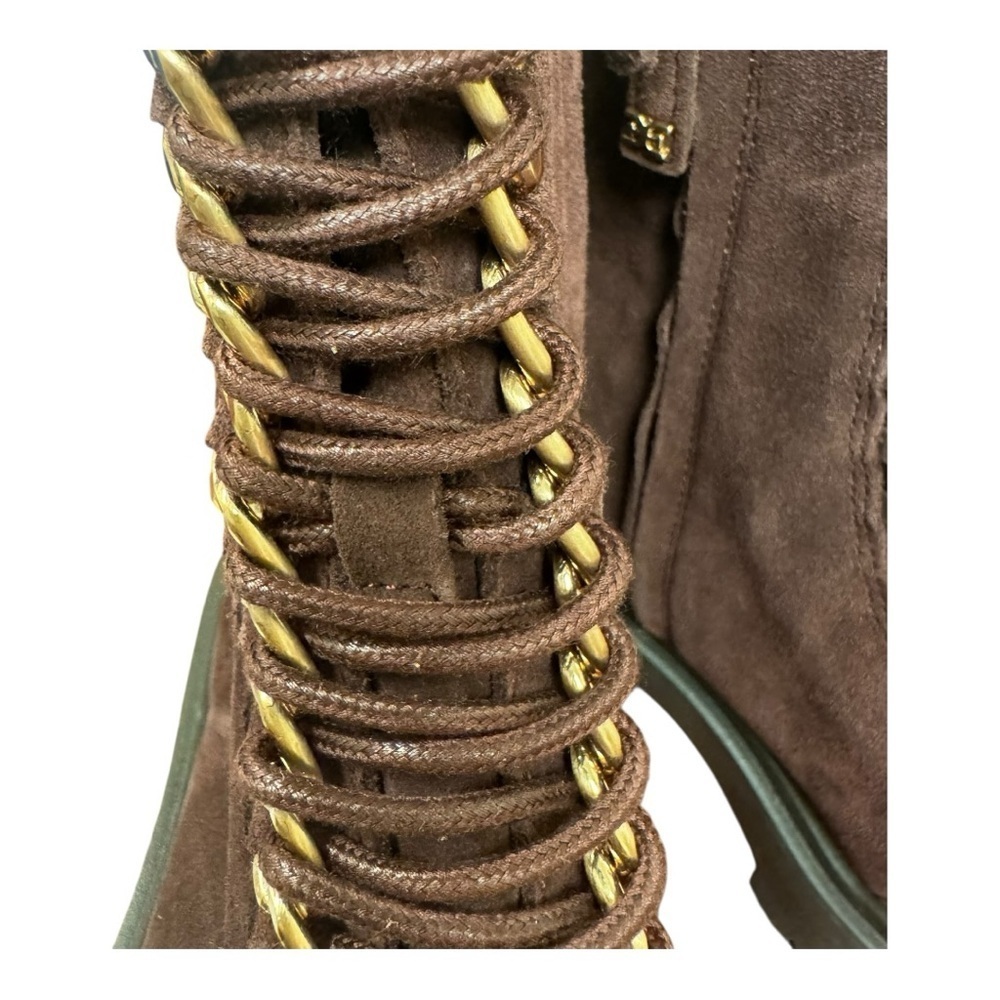 Sam Edelman Womens Lovrin Platform Combat Burgundy Suede Lace Up Boots 7 EUC - Picture 8 of 11